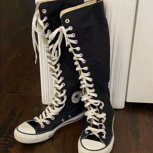black knee high converse